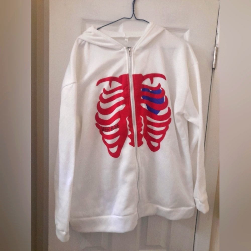 Unbranded -Y2K Skeleton Zip Up Hoodie Ver Blee - Unisex Hoodie - Size: XL -
